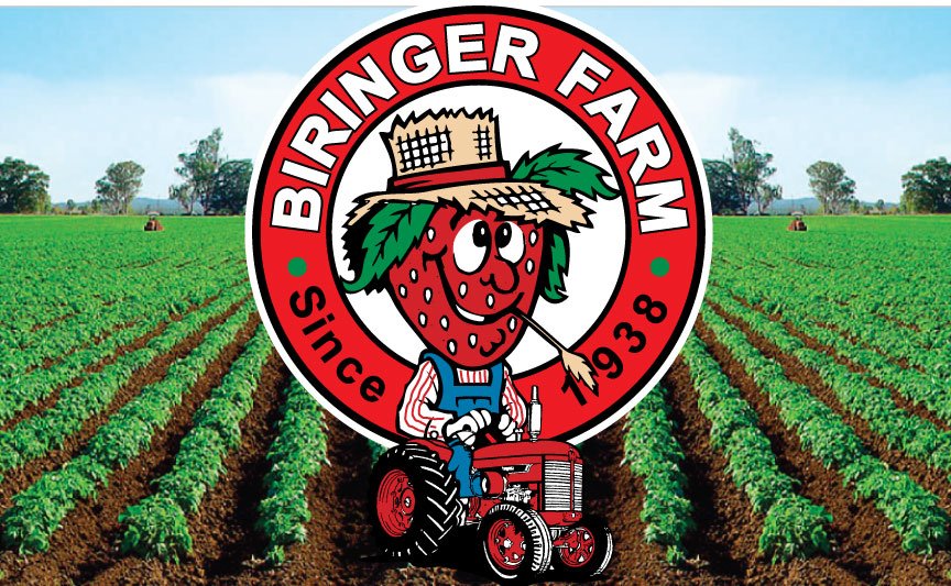 Biringer Farm Logo in Strawberry Field